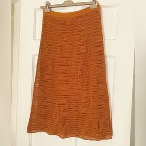 Vince Burnt Orange Crochet Slip Skirt